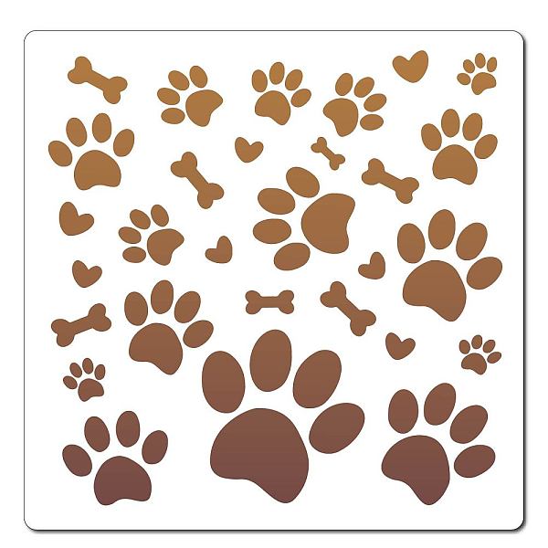 

PandaHall GORGECRAFT Paw Print Stencil Dog Bone Heart Pattern Template 30x30cm Large Reusable Plastic Square Stencil Sign for Painting on...