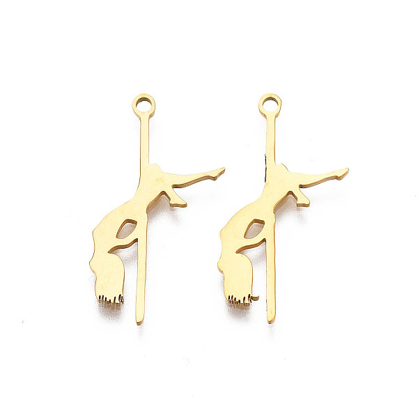 

PandaHall 201 Stainless Steel Pendants, Dancer, Real 18K Gold Plated, 25x13.5x1mm, Hole: 1.5mm 201 Stainless Steel Human