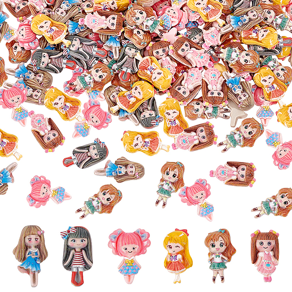 

PandaHall Globleland 120Pcs 6 Styles Opaque Resin Cabochons, Girl, Mixed Color, 22~24.5x12~16.5x4~5mm, 20pcs/style Resin Mixed Shapes..., Multicolor