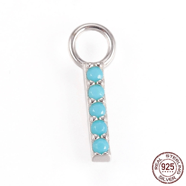 

PandaHall 925 Sterling Silver Pendants, with Micro Pave Cubic Zirconia, Rectangle/Bar, Silver, Light Sky Blue, 10.5x1.5x1.5mm, Hole: 2.5mm...
