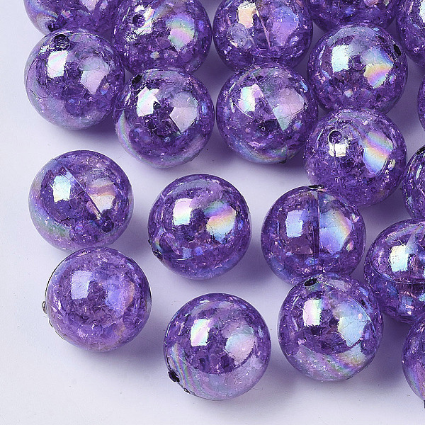 

PandaHall AB Color Transparent Crackle Round Acrylic Beads, Dark Violet, 20mm, Hole: 2.5mm, about 108pcs/500g Acrylic Round Purple