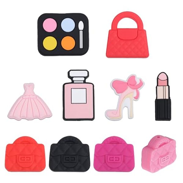 

PandaHall CHGCRAFT 10Styles Cosmetics Silicone Focal Beads Pencil Beads Bag Lipstick High Heel Shaped Silicone Beads Loose Spacer Beads for..., Multicolor