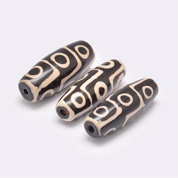 

PandaHall Tibetan Style 9-Eye dZi Beads, Natural Agate Beads, Dyed & Heated, Rice, Black, 39~40x13~16mm, Hole: 2~3mm Tibetan Agate Rice...
