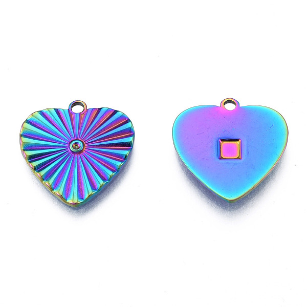 

PandaHall Rack Plating 304 Stainless Steel Pendant Rhinestone Settings, Heart, Rainbow Color, Fit For 1.2mm Rhinestone, 18.5x18x1.5mm, Hole...