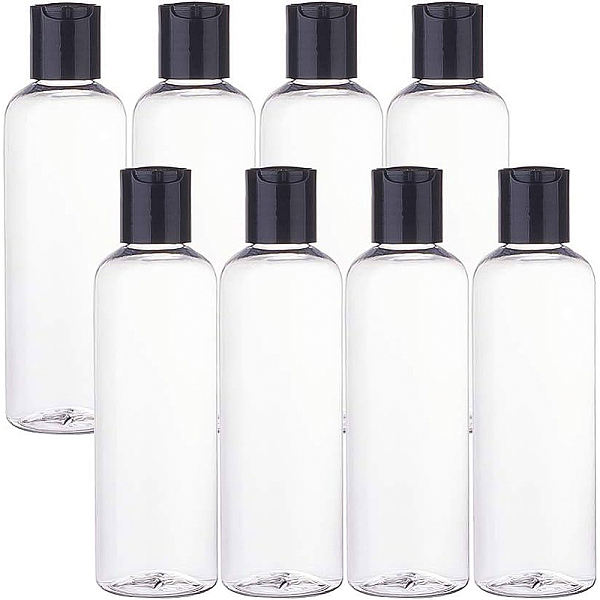 

PandaHall BENECREAT 8 Pack 5oz Large Clear Plastic Refillable Bottles Cosmetic Bottles with Black Press Caps for Shampoo, Soap, Lotion and...