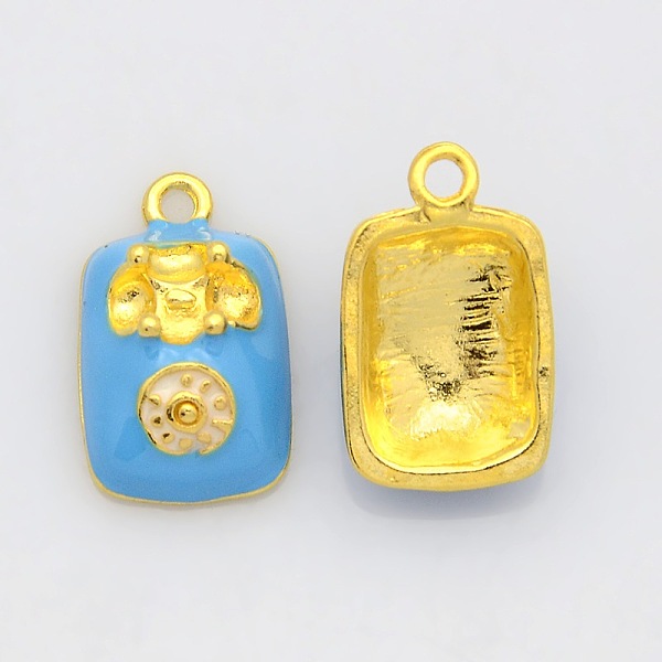 

PandaHall Golden Tone Alloy Enamel Pendants, Telephone Sets, Dodger Blue, 19x12x7mm, Hole: 2mm Alloy+Enamel Furniture & Appliances