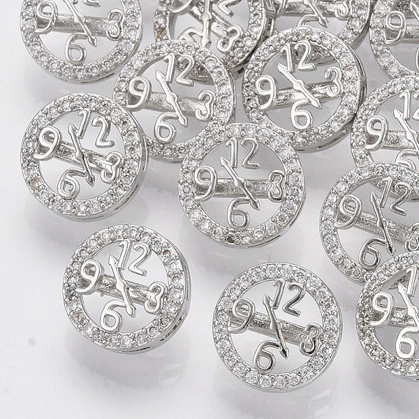 

PandaHall Brass Shank Buttons, with Micro Pave Cubic Zirconia, Clock, Clear, Platinum, 11x7mm, Hole: 1.4mm Brass Clear