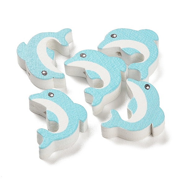 

PandaHall Spray Painted Natural Maple Wood Beads, Dolphin, Light Blue, 17x19.5x6mm, Hole: 2mm Maple Wood Dolphin
