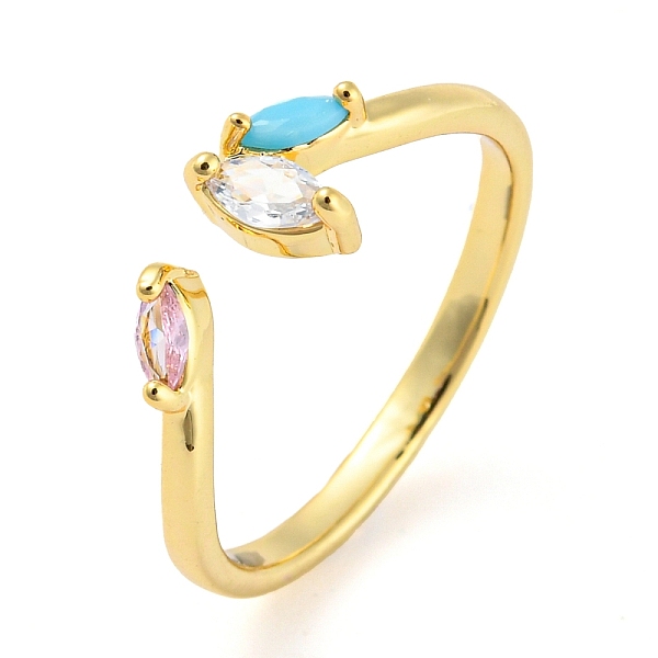 

PandaHall Horse Eye Shape Brass Micro Pave Cubic Zirconia Open Cuff Ring, Long-Lasting Plated, Cadmium Free & Lead Free, Real 18K Gold..., Multicolor