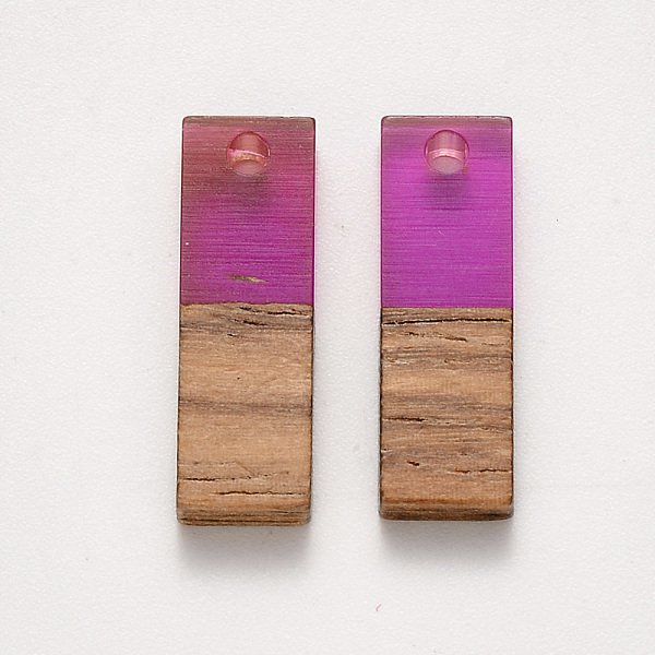 

PandaHall Transparent Resin & Walnut Wood Pendants, Waxed, Rectangle, Orchid, 20x6.5x3~4mm, Hole: 1.8mm Resin+Wood Rectangle Purple