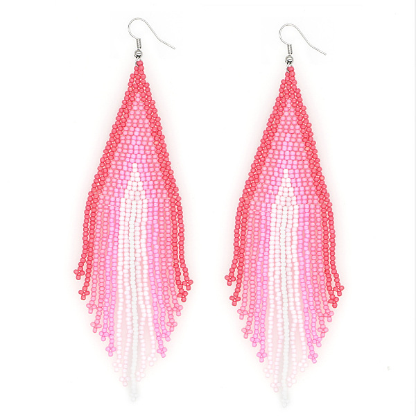 

PandaHall Bohemian Style Handmade Beaded Tassel Earrings for Women Glass