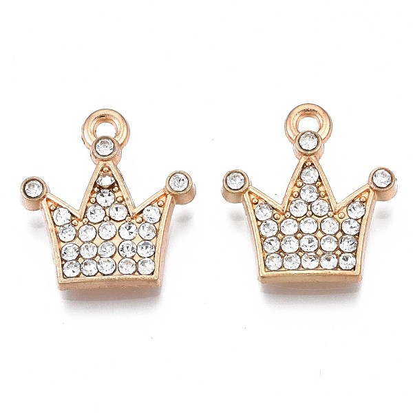 

PandaHall Alloy Pendants, with Crystal Rhinestone, Cadmium Free & Nickel Free & Lead Free, Crown, Light Gold, 17.5x16x3.5mm, Hole: 1.6mm..., Clear