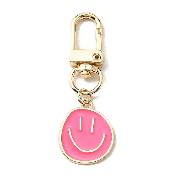 Smiling Face Enamel Pendant Decorations-image-LS-KEYC-WH0036-08LG-02-en