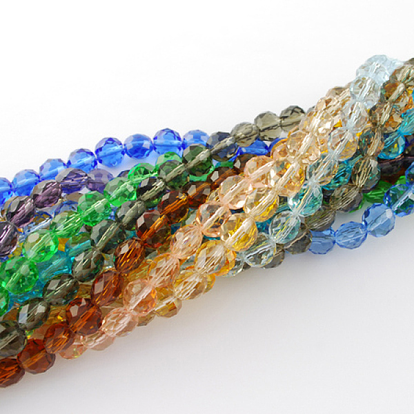 

PandaHall Glass Bead Strands, Faceted, Flat Round, Mixed Color, 10x7~8mm, Hole: 1mm Glass Flat Round Multicolor