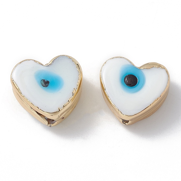 

PandaHall Brass Beads, with Enamel, Real 18K Gold Plated, Heart with Evil Eye, White, 14.5x16x7mm, Hole: 1.6mm Brass+Enamel Heart White