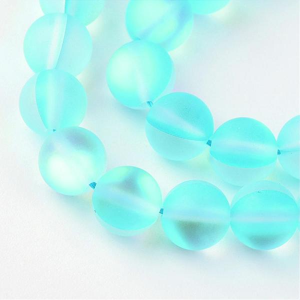 

PandaHall Synthetic Moonstone Beads Strands, Holographic Beads, Dyed, Frosted, Round, Deep Sky Blue, 10mm, Hole: 1mm, about 36~39pcs/strand...