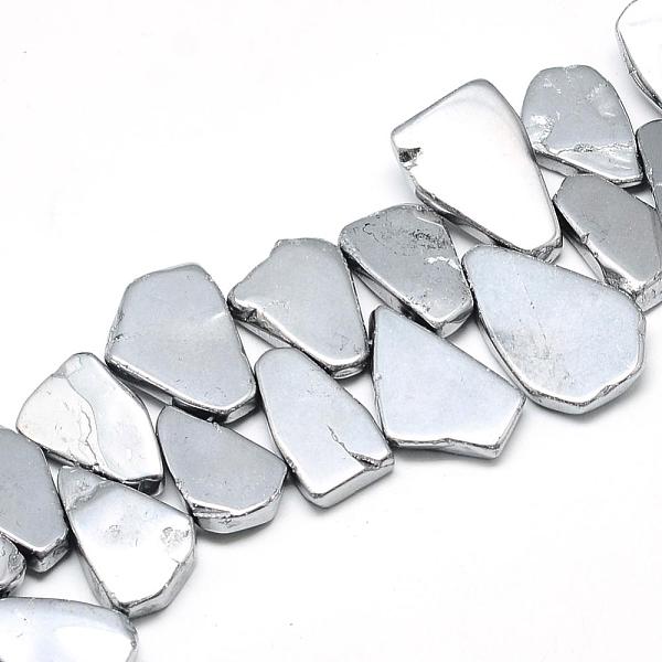

PandaHall Plated Natural Quartz Crystal Beads Strands, Flat Slab Beads, Nuggets, Platinum Plated, 17~35x12~28x4~6mm, Hole: 1mm, about...