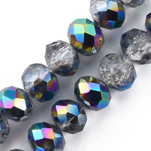 

PandaHall Transparent Crackle Electroplate Glass Beads Strands, Half Plated, Faceted, Abacus, Colorful, 8x6.5mm, Hole: 1.4mm, about...