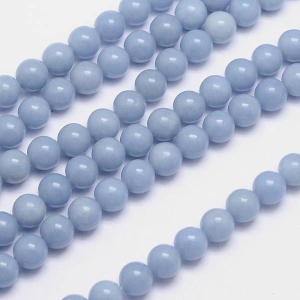 

PandaHall Natural Ang Beads Strands, Round, 8mm, Hole: 1mm, about 50pcs/strand, 15.5 inch Angelite Round Blue