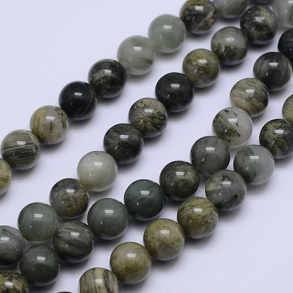 

PandaHall Round Natural Green Rutilated Quartz Beads Strands, 8mm, Hole: 1mm, about 48pcs/strand, 15.5 inch Rutilated Quartz Round