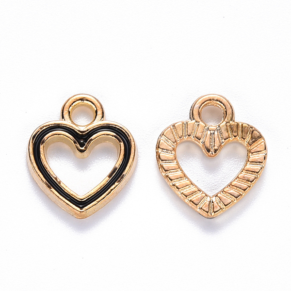 

PandaHall Alloy Enamel Charms, Heart, Light Gold, Black, 12x10.5x2mm, Hole: 2mm Alloy+Enamel Heart Black