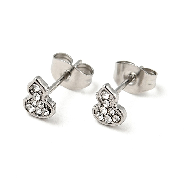 

PandaHall Rhinestone Gourd Stud Earrings with 316 Surgical Stainless Steel Pins, Stainless Steel Color Plated 304 Stainless Steel Jewelry..., Clear