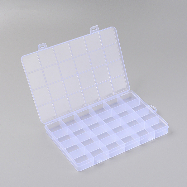 

PandaHall Plastic Bead Containers, 24 Compartments, with Adjustable Dividers Box, Rectangle, Clear, 19x13x1.7cm Plastic Rectangle Clear