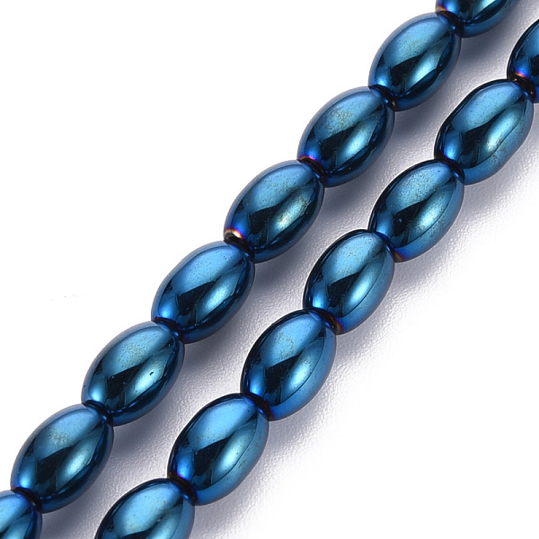 

PandaHall Electroplate Opaque Glass Beads Strands, Oval, Blue Plated, 6.5x4.5mm, Hole: 1mm, about 60~65pcs/strand, 15.16~15.94 inch...