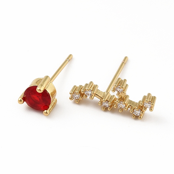 

PandaHall Cubic Zirconia Constellation Asymmetrical Earrings, Real 18K Gold Plated Brass Stud Earrings, Cadmium Free & Lead Free...