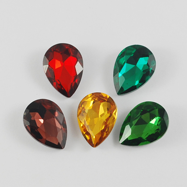 

PandaHall Glass Pointed Back Rhinestone, Back Plated, Faceted, Teardrop, Mixed Color, 14x10x5mm Glass Rhinestone Teardrop Multicolor