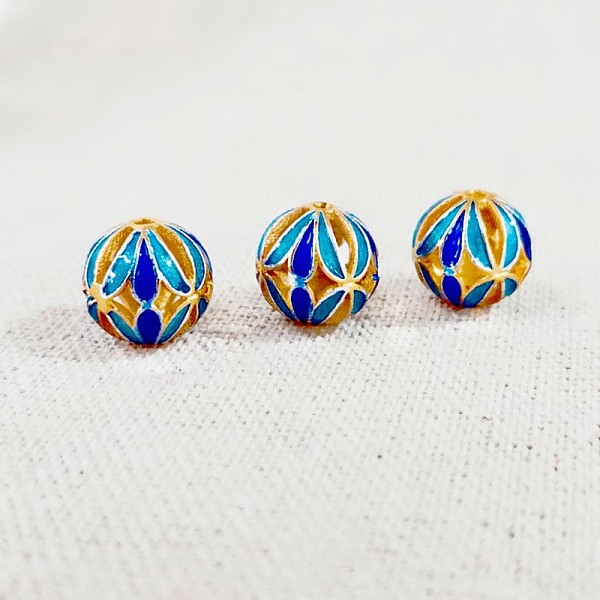 

PandaHall Brass Enamel Beads, Round, Golden, Flower, 12mm Brass+Enamel Flower