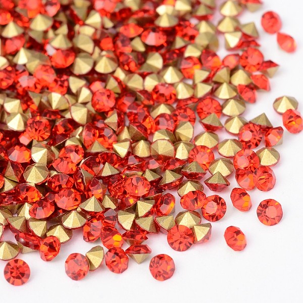 

PandaHall Back Plated Grade A Diamond Glass Pointed Rhinestone, Light Siam, 3.8~3.9mm, about 1440pcs/bag Glass Rhinestone Diamond Red