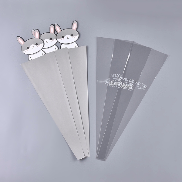 PandaHall Plastic Gift Bags, Single Flower Packaging Bags, Flower Bouquet Bag, with Paper Cards & Cattoon Pattern, for Children's Day...