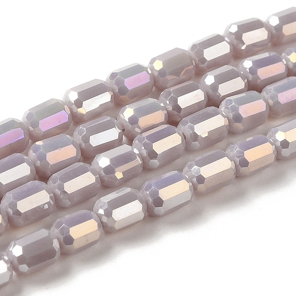 

PandaHall Electroplate Glass Beads Strands, Faceted, AB Color, Column, Thistle, 4x5~6mm, Hole: 1mm, about 80pcs/strand, 18.11''(46cm) Glass..., Purple