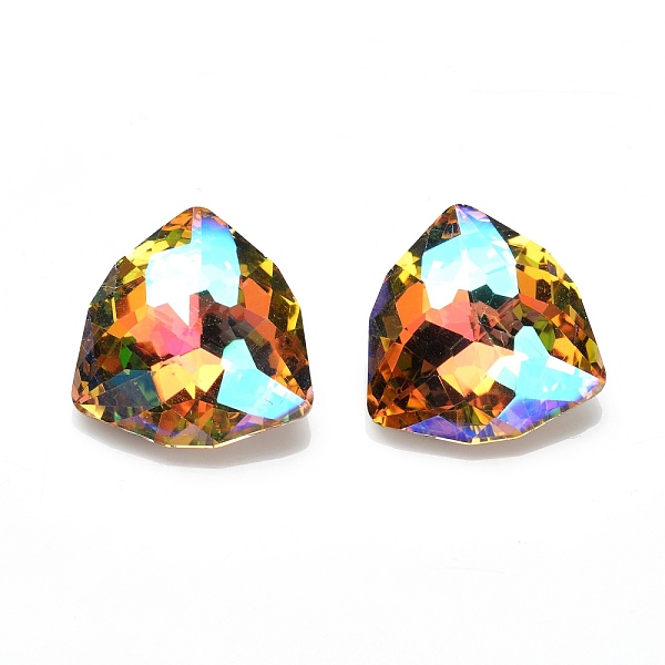 

PandaHall K9 Glass Cabochons, Pointed Back & Back Plated, Faceted, Triangle, Mixed Color, 17x17x7.5mm Glass Rhinestone Triangle Multicolor