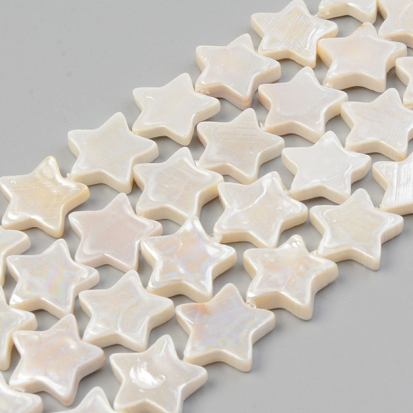 

PandaHall Electroplate Natural Freshwater Shell Beads Strands, Star, Seashell Color, 15x15.5x3mm, Hole: 0.8mm, about 27pcs/strand, 14.76...