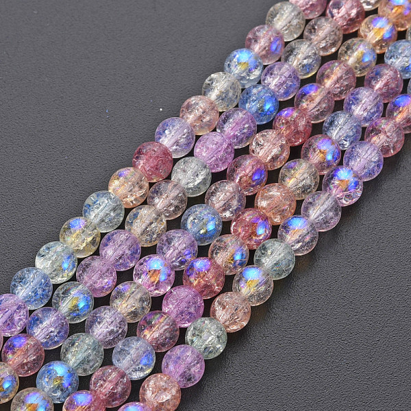 

PandaHall Electroplate Crackle Glass Bead Strands, AB Color Plated, Dyed & Heated, Round, Colorful, 4mm, Hole: 0.8mm, about 98~100pcs/strand...