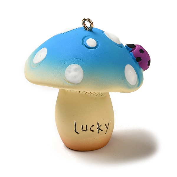 

PandaHall Mushroom Resin Big Pendants, Mushroom Charms with Platinum Plated Iron Loops, Deep Sky Blue, 51x46.5x40mm, Hole: 2.5mm Iron+Resin...