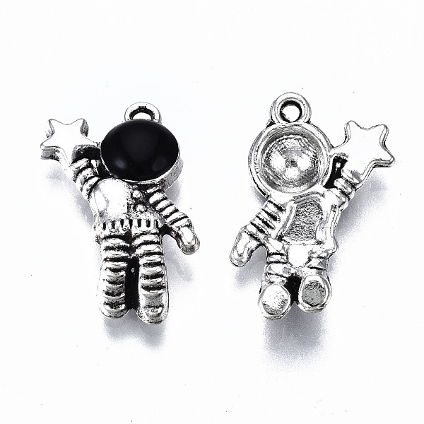 

PandaHall Alloy Enamel Pendants, Cadmium Free & Lead Free, Antique Silver, Spaceman with Star, Black, 22x15x5mm, Hole: 1.5mm Alloy+Enamel...