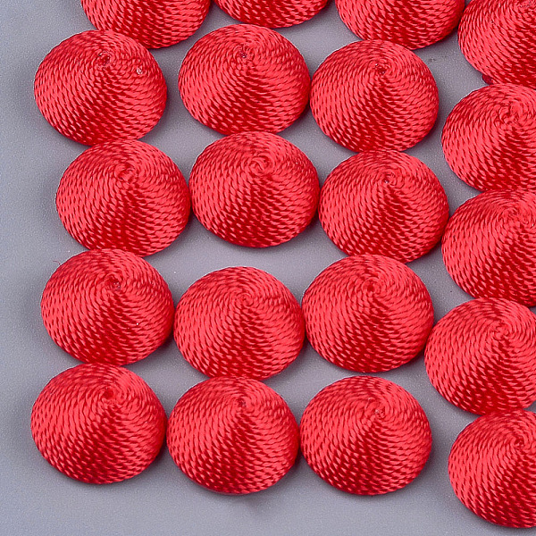 

PandaHall Polyester Thread Fabric Cabochons, Covered with ABS Plastic, Half Round/Dome, Red, 12x6mm Polyester Half Round Red