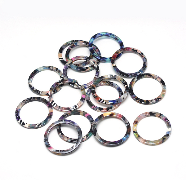 

PandaHall Cellulose Acetate(Resin) Pendants, Ring, Colorful, 34.5x34.5x2.5mm, Hole: 1.5mm Cellulose Acetate Ring