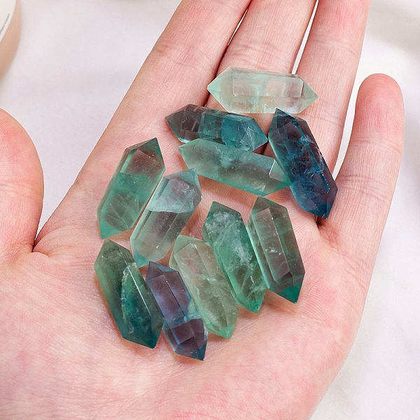 

PandaHall Double Point Tower Natural Fluorite Healing Stone Wands, for Reiki Chakra Meditation Therapy Decors, Hexagonal Prism, 25~30mm...