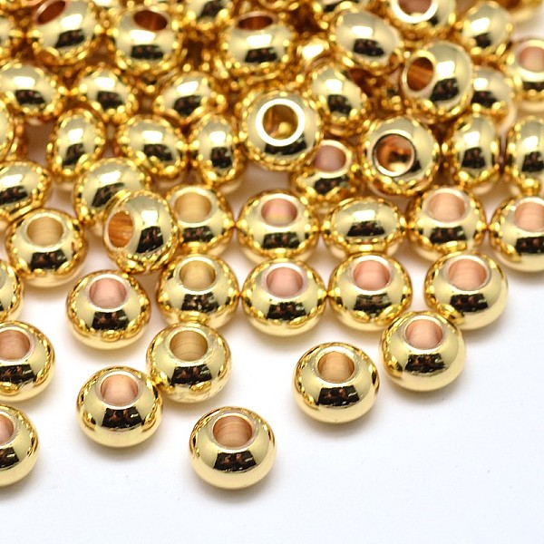 

PandaHall Brass Flat Round Spacer Beads, Golden, 6x4mm, Hole: 2mm Brass Flat Round