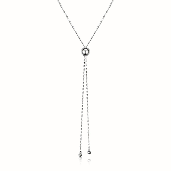 

PandaHall Fashionable S925 Silver Round Bead Lariat Necklace, Stretchable & Layerable Versatile Collarbone Chain for Women Sterling Silver...