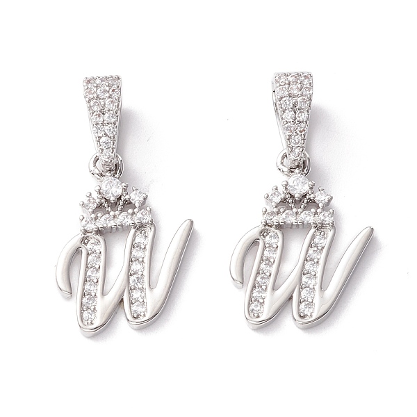 

PandaHall Eco-Friendly Brass Micro Pave Cubic Zirconia Pendants, Long-Lasting Plated, Real Platinum Plated, Cadmium Free & Lead Free, Letter...