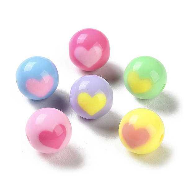 

PandaHall Two Tone Opaque Acrylic Beads, Round, Heart, 12mm, Hole: 2.2mm, about 505pcs/500g Acrylic Heart