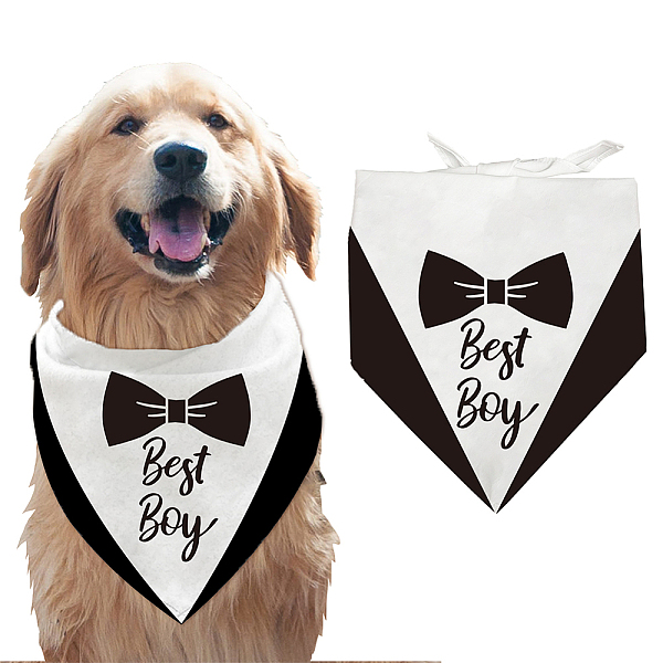 

PandaHall arricraft 1 Pc Pet Dog Bandana, Adjustable Gentleman Theme Triangle Pet's Bandana with Tuxedo & Bow Pattern Washable Cotton Dog...