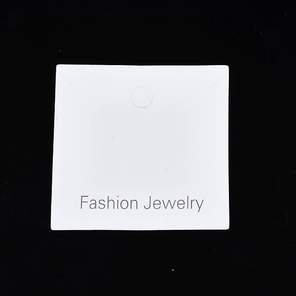 PandaHall Cardboard Jewelry Display Cards, for Necklaces, Jewelry Hang Tags, Square with Word Fashion Jewelry, White, 8x8x0.04cm Paper Word...