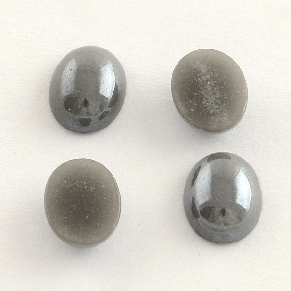 

PandaHall Pearlized Plated Opaque Glass Cabochons, Oval, Gray, 13x10x5mm Glass Oval Gray