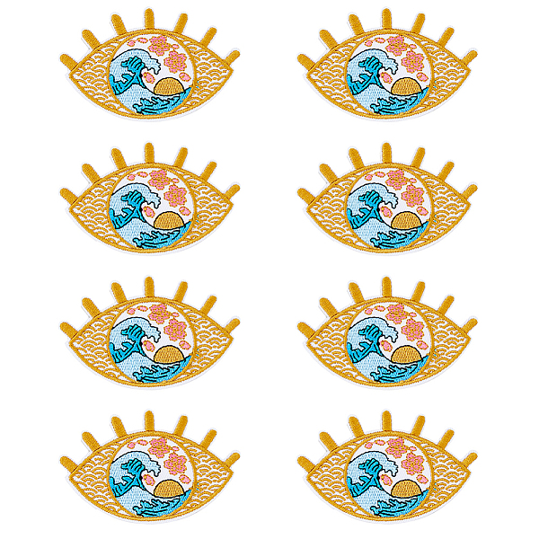 

PandaHall Eye & Ocean Pattern Computerized Embroidery Cloth Iron on Patches, Stick On Patch, Costume Accessories, Appliques, PeachPuff..., Brown